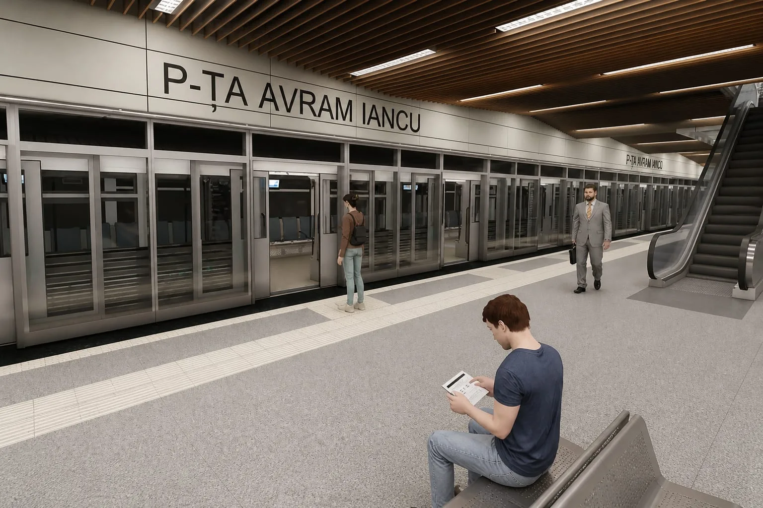 Stație de metrou cu uși glisante